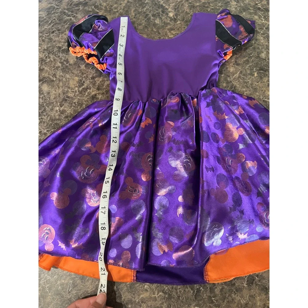 Disney Minnie Mouse Halloween Costume Dress Purple Orange Pumpkin Toddler 3 3T - Picture 9 of 10